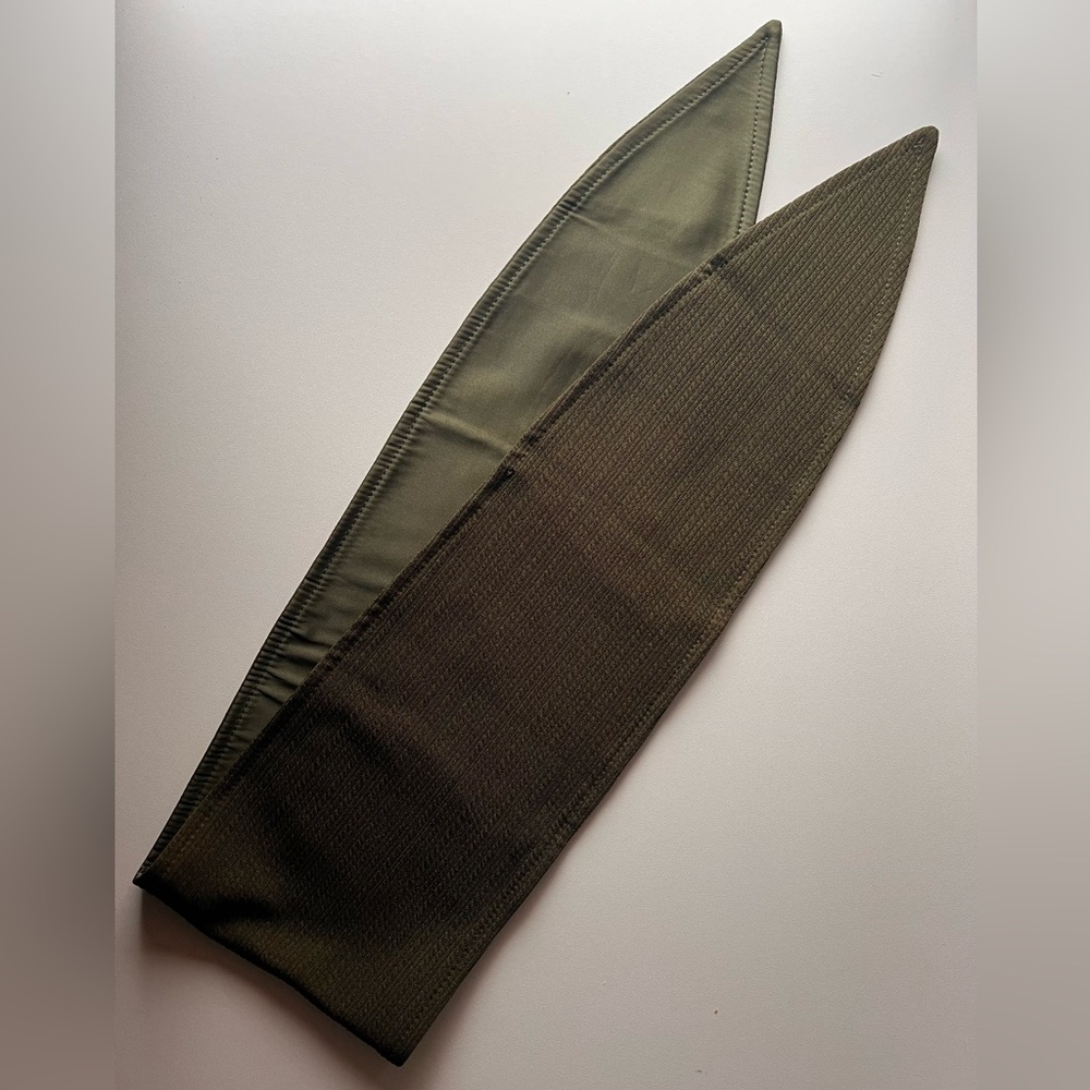 Olive Green Textured Knit Satin Lined Head Band
